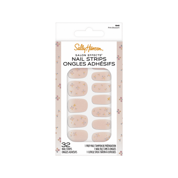 Sally Hansen Salon Effects Nail Strips, Pink Blossom, 32pcs