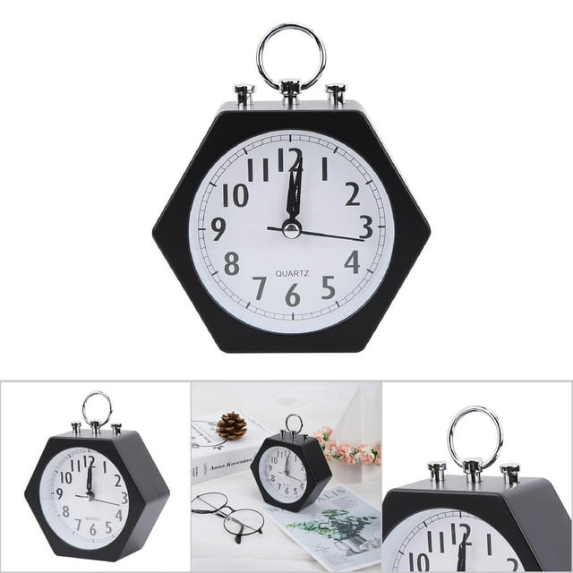 Mini Black/Green Portable Simple Shaped Lightweight Alarm Clock, Silent Cartoon Alarm Clock, for Kids Table Desk Use Children Bedrooms Use