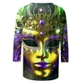 thumbnail image 4 of DDAPJ pyju Mask Graphic Tees for Women Mardi Gras 3/4 Sleeve Shirts Novelty 3D Printed Party Blouses Tuesday Carnival Themed T-shirt Loose Fit Round Neck Tee Tops Multicolor S, 4 of 5