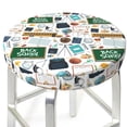 thumbnail image 3 of Xecao's Back To School A Print Stool Covers offer stylish, washable protection for PU round bar stools, perfect for home or commercial use., 3 of 7