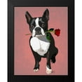 thumbnail image 2 of Fab Funky 12x14 Black Modern Framed Museum Art Print Titled - Boston Terrier with Rose in Mouth, 2 of 5