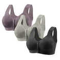 thumbnail image 1 of Amzcrzy 3PC Womens Wireless Bras Comfy Everyday Plus Size Bras Breathable Solid Color Front Closure Bras High Support Push Up Bras S, 1 of 7