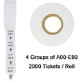 thumbnail image 4 of Take a Number Tickets Turn O Matic Tickets Take a Ticket Number for D80 Ticket Dispenser 1 Roll 2000 Tickets 4 Groups Ticket Number from A01-E99 White, 4 of 6