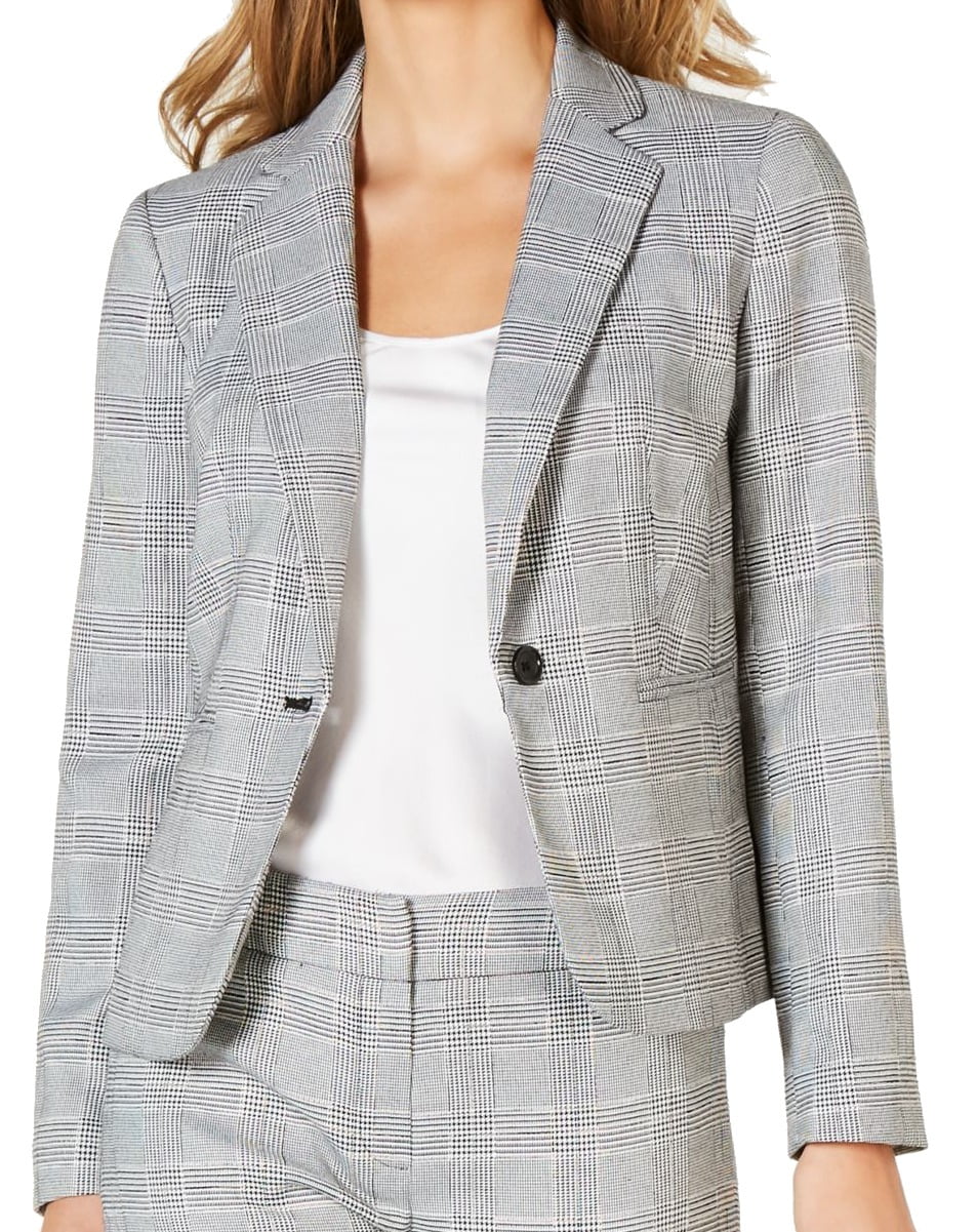 Nine West - Womens Blazer Plaid One Button Notched Collar 12 - Walmart ...