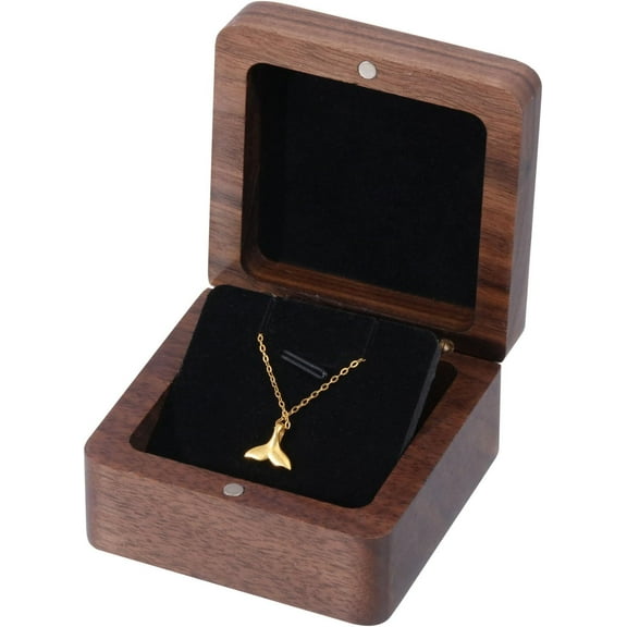 Walnut Wooden Necklace Gift Box Necklace Organiser Box Jewelry Display Box for Engagement Birthday Anniversary Valentine's Day 2.7x2.7x1.4inch