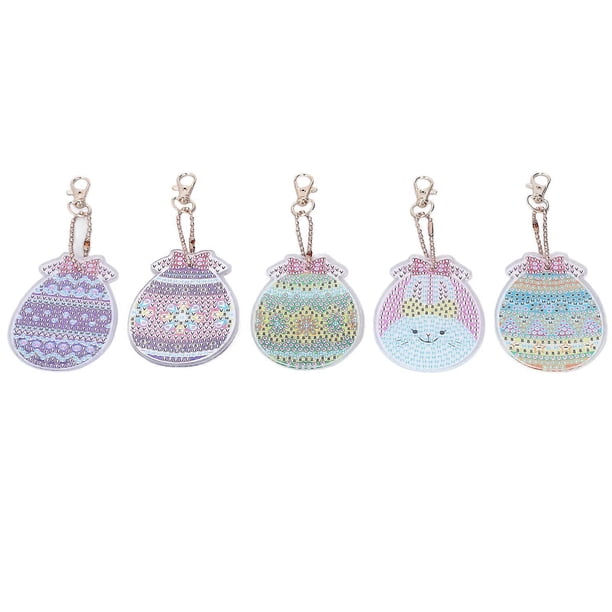 5pcs Diamond Painting Keychain Kit Handmade DIY Cute Shape 5D Rhinestones Keychain Pendants for Kids Adult Beginners