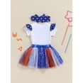 thumbnail image 4 of Hirigin Little Miss 4th of July Baby Girl Summer Outfit Short Sleeve Romper Tulle Tutu Skirt Set Newborn Independence Day Clothes, 4 of 7