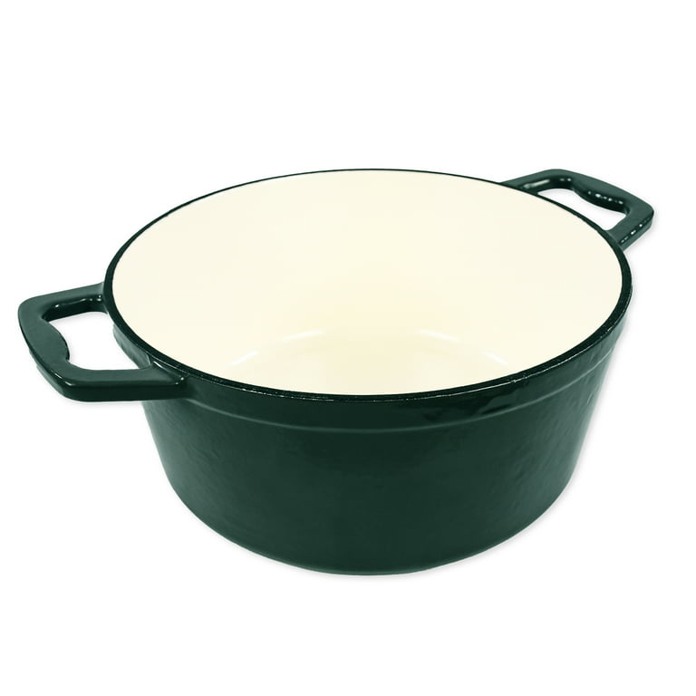 Mainstays Enameled Cast Iron 4.75 QT Dutch Oven with Lid, Green 