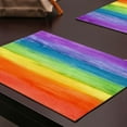 thumbnail image 2 of Placemats Set of 4,Colorful Strip Rainbow,Washable Burlap Woven Heat Resistant Placemat for Dinning Table,Farmhouse,Outdoor,18X12 Inch, 2 of 5