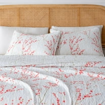 Great Bay Home Cherry Blossom Floral Microfiber Reversible Quilt Set With Shams  (Twin, Cherry Blossoms)