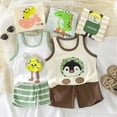 thumbnail image 4 of HCNTES Toddler Infant Baby Girls Summer Clothes Kid Outfits Boys Short Sleeves T-Shirt Tops + Shorts Cute Outfits Set For Kid Summer Outfits 2t 3t 4t 5t 6t 7t 8t(H01-Green,3-6 Months), 4 of 5