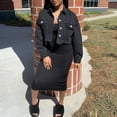 thumbnail image 2 of Dasayo Cropped Women's Coats Cotton Black Collared Button Down Coats Jacket for Women L, 2 of 6