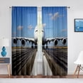 thumbnail image 2 of Airplane Aviation Runway Blue Sky Clouds Tulle Curtains for Living Room Bedroom ration Sheer Voile Curtain Window Treatments, 2 of 7