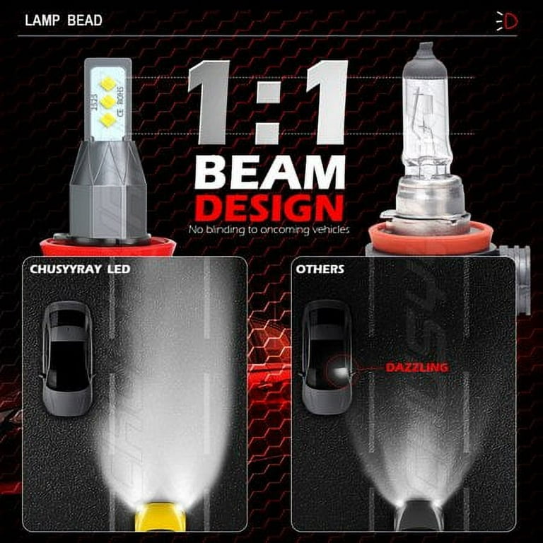 9005 H11 LED Fog Light Kit 6000K White 9005/HB3/H10/H12 H11/H8/H9 Plug&Play  Total 4 Bulbs 