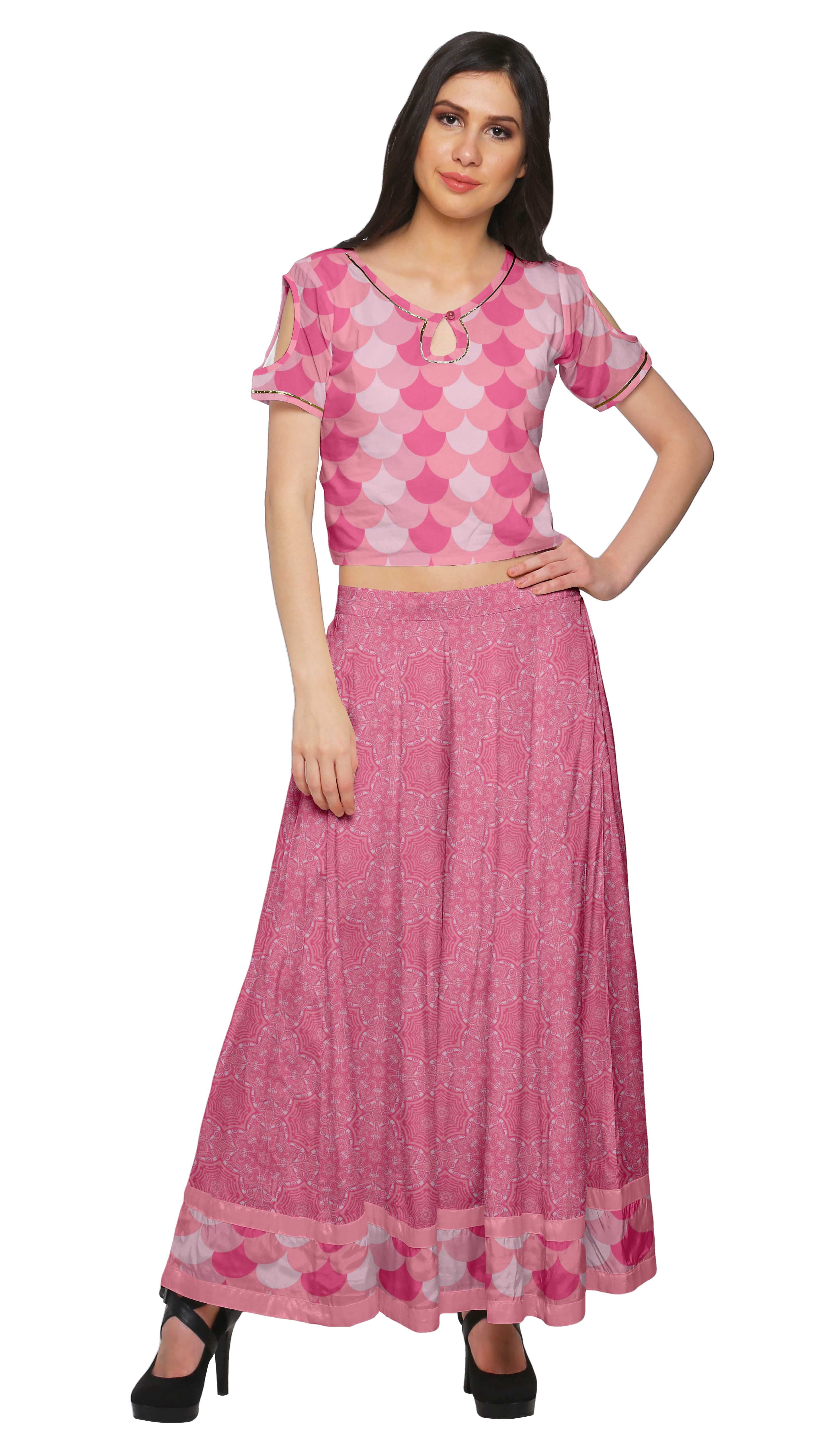 Moomaya 2-teiliges Kurta-Hosen-Set – Baumwolle, Bedruckt, Ethnisch, Mit Elastischer Taillenhose