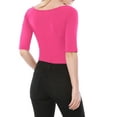 thumbnail image 4 of INSPIRE CHIC Women's Boat Neck Tops Half Sleeves Fitted Layering Soft T-Shirt 2XL Hot Pink, 4 of 8