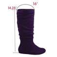 thumbnail image 2 of Bottes et Chaussures pour Femmes à Talon Plat Décontractées, à Enfiler, à Enfiler, Mollet Grand, Hauteur Genou Mi-Mollet ( Violet, 5), 2 of 5