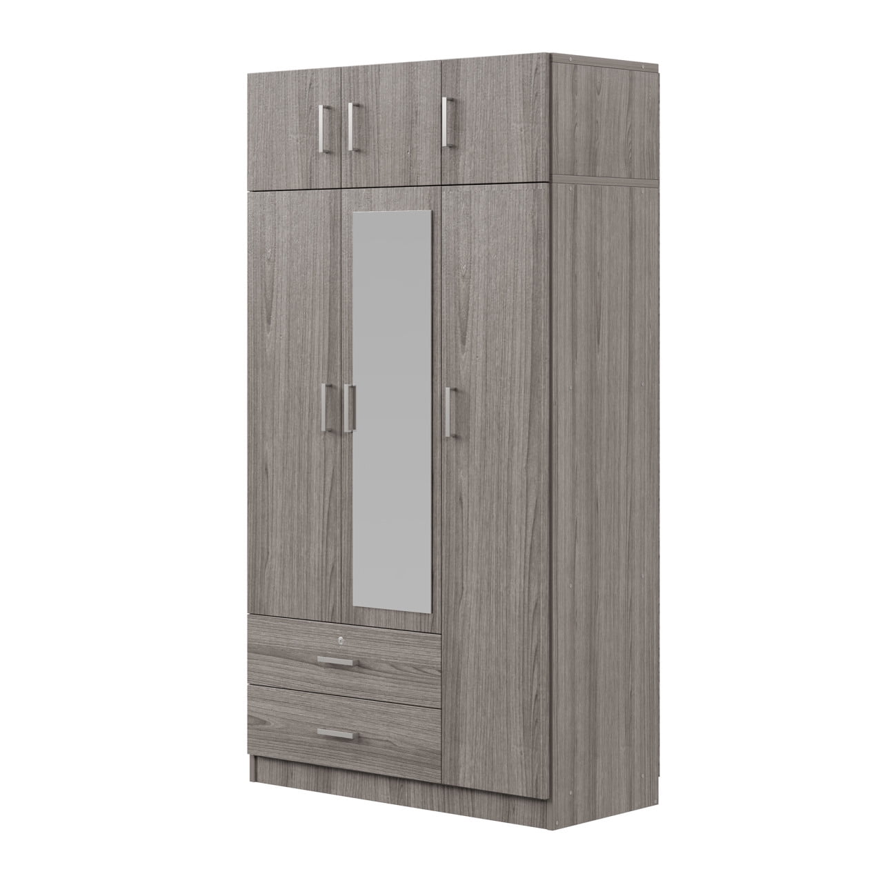 Wardrobe Closet , 4 Door Wooden Armoire with shelves