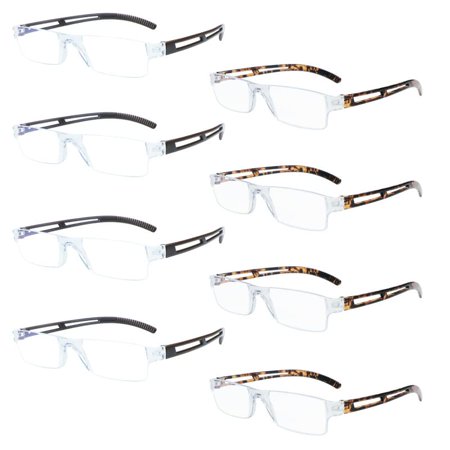 8 Pack Reading Glasses, Blue Light Blocking Computer Reading Glasses for Women and Men, Anti Glare Lightweight Readers (4 Brown+4 Tortoise,+3.25)