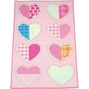 Mainstays Kids Hearts and Stripes Rug, Hearts and Stirpes, Pink, Measures 30" x 46"