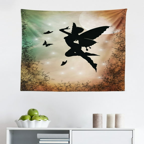 Space Tapestry, Outer Cosmos Nebula Galaxy Stars Mars Jupiter a Tree on a Planet Universe Print, Fabric Wall Hanging Decor for Bedroom Living Room Dorm, 2 Sizes, Multicolor, by Ambesonne