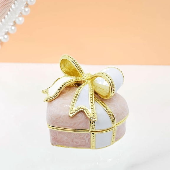 Abbraccia Heart Bow Jewelry Box Jewelry Organizer Dresser for Women Girls Decorative Trinket Holder Case Trinket Box for Earrings Rings Pink