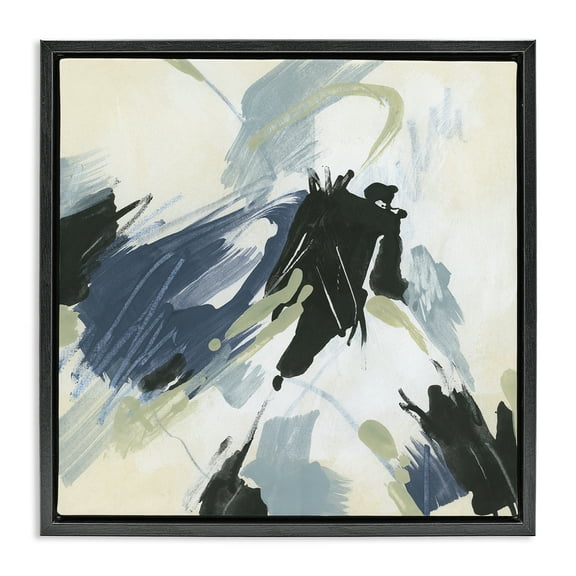 Stupell Industries Dynamic Abstract Pattern Abstract Painting Black Floater Framed Canvas Art Print Wall Art, 18 x 18