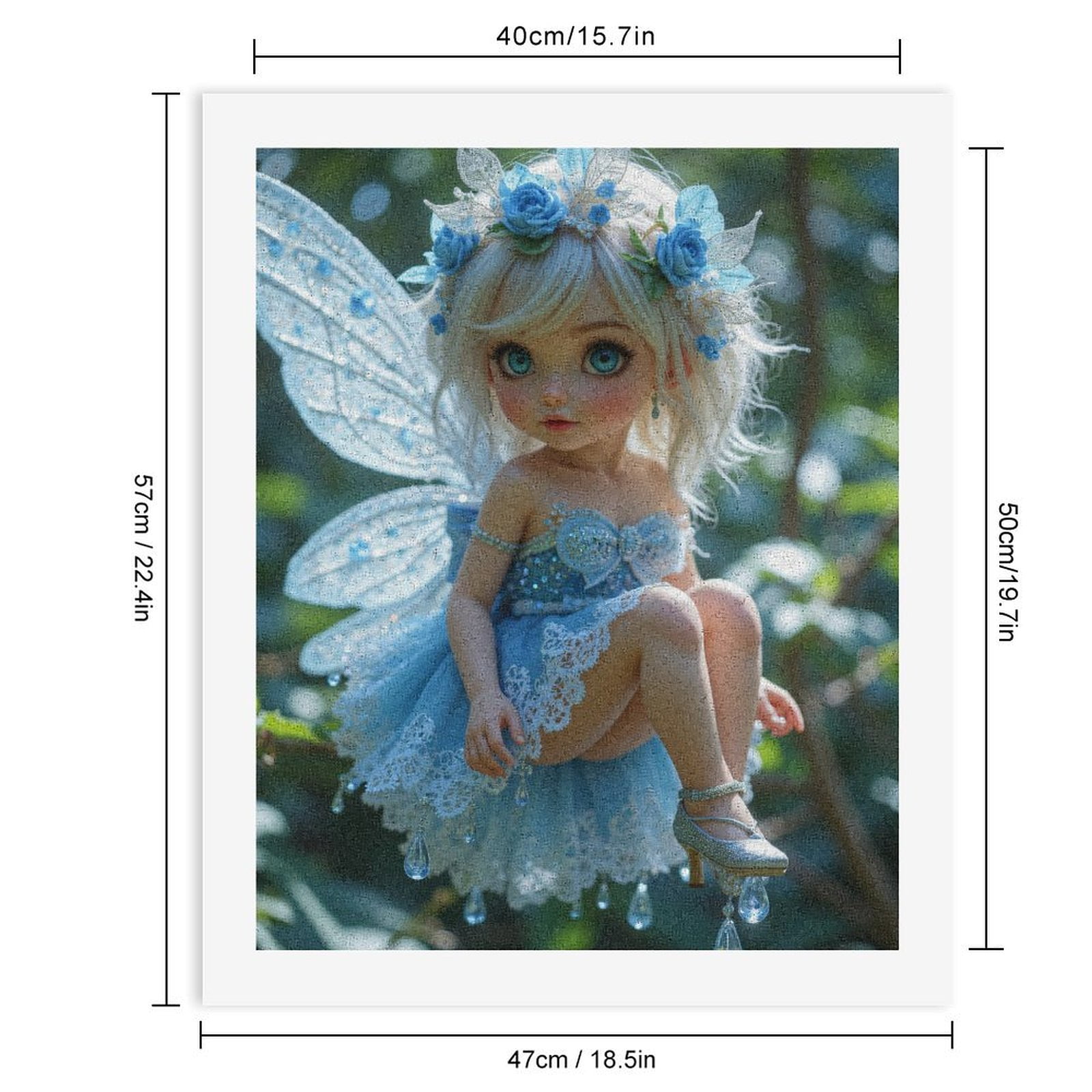 Paint By Numbers Kit for Adults Beginner - Blue Fairy Doll With Floral Crown DIY Canvas Painting Kits for Adults, Frameless Paint By Number for Adults for Home Wall Decor 16x20 Inch