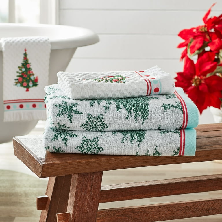 Personalized Christmas Words on Tree Hand Towel