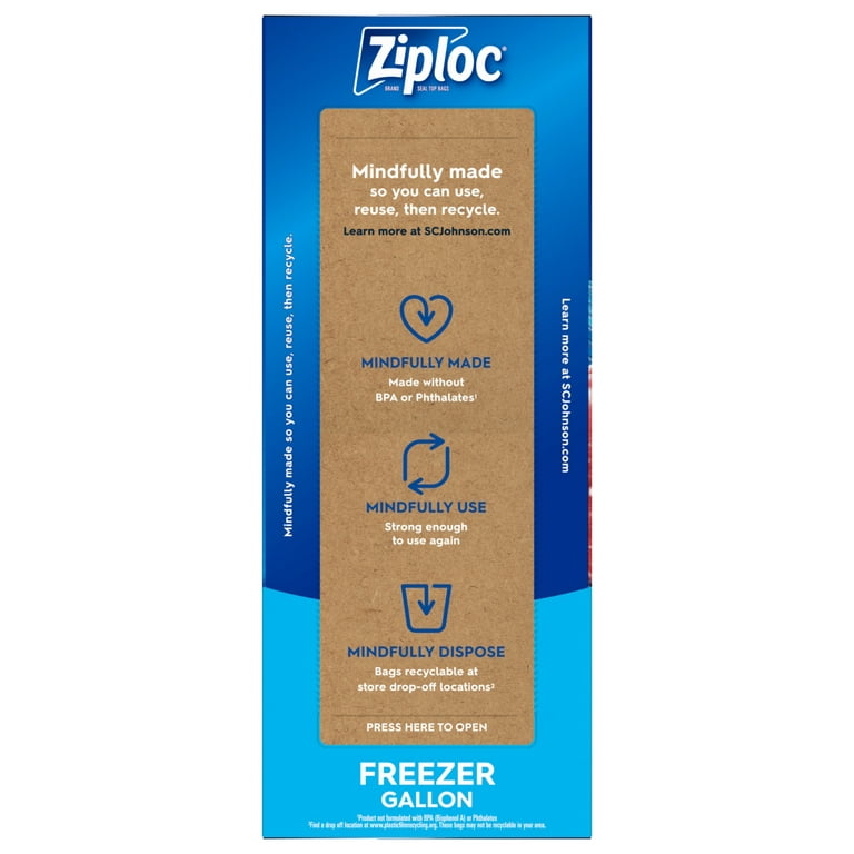 Ziploc Brand Freezer Bags with New Stay Open Design, Gallon, 60