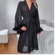 thumbnail image 3 of Camisón de pijama de manga larga con plumas de seda artificial de verano europeo y americano, cómodo con cordones, ropa de casa para mujer, 3 of 5