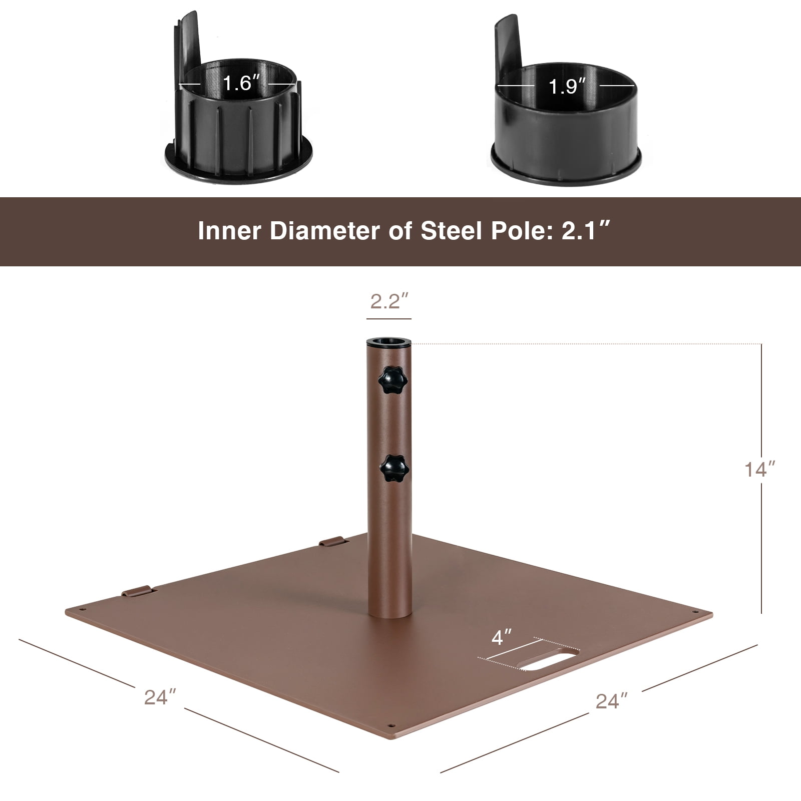 Patiojoy 50 lbs Outdoor Umbrella Stand, Heavy Duty Patio Umbrella Base W/ Built-in Rolling Wheels & Handle