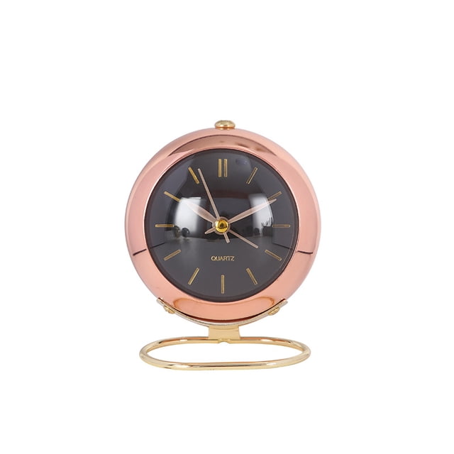 Despertador analógico de metal rosa dorado 10x8 cm 350 g