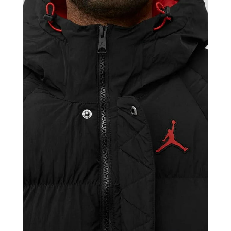 Men's Jordan Black/Fire Red Essential Puffer Jacket (DQ7348 010) - - Walmart.com