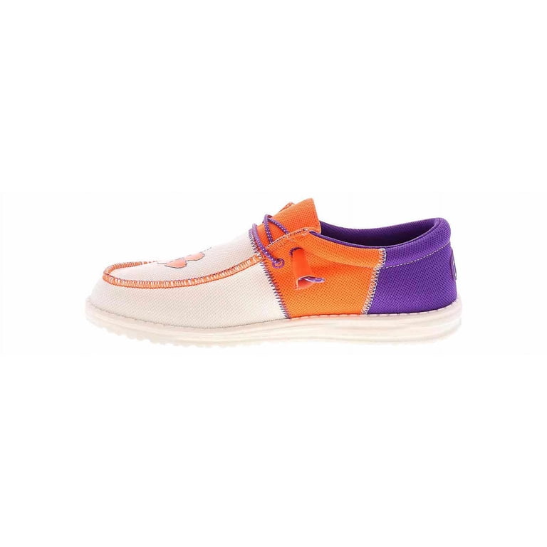 Hey Dude Mens Wally Clemson 41330-81E Orange Purple White Casual Slip On-Size 10 Heydude Wally Tri Clemson Casual Shoe | 41330-81E White  main image 3