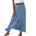 thumbnail image 2 of Vedolay Maxi Skirt Skirt for Women Plus Size Boho Print Tie Front Elastic Waist A Line Swing Long Skirt,Blue L, 2 of 3