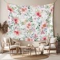 thumbnail image 2 of Pink Floral Tapestry for Bedroom Wall Hanging Tapestry, Spring Pastoral Botanical Leaves Wooden Ceiling Backdrop Tapestries Poster Blanket Wall Decor for Teens Room Living Room Dorm 59" x 90", 2 of 8