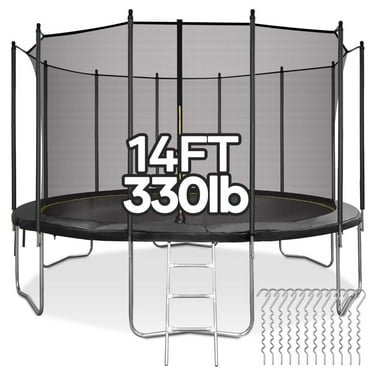 MARNUR 14FT Trampoline for Kids 330LBS Weight Capacity Trampoline with Enclosure Net, Ladder, Wind Stakes, Outdoor
