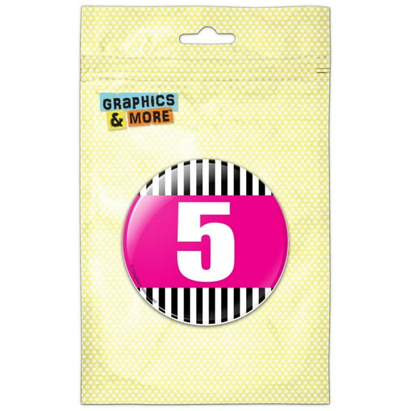 Birthday Stripes Pink 5 Pinback Button Pin Badge