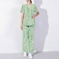 thumbnail image 2 of BiZtdJrK Women's Scrubs Set Short Sleeve V Neck Top Matching Loose Fit Wide Leg Pants 2 Piece Sets Fashion Printed Fall Outfits Todays Daily Sales Multicolor XXL, 2 of 7