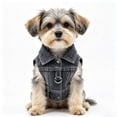 thumbnail image 4 of Classic Western Denim Dog Coat for Small Dogs Boy Puppy Clothes Blue Jean Jacket with Leash D-Ring Cooling Harness Vest for Walking Pet Cat Lapel Vest Comfort Tank Top Cool Apparel, 4 of 5
