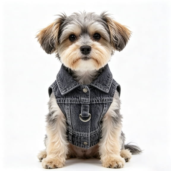 Denim Dog Vest Harness Breathable No-Pull Pet Harness with D-Ring Adjustable Soft Jean Jacket for Small Dogs, Daily Walks Hiking Outdoor Activities