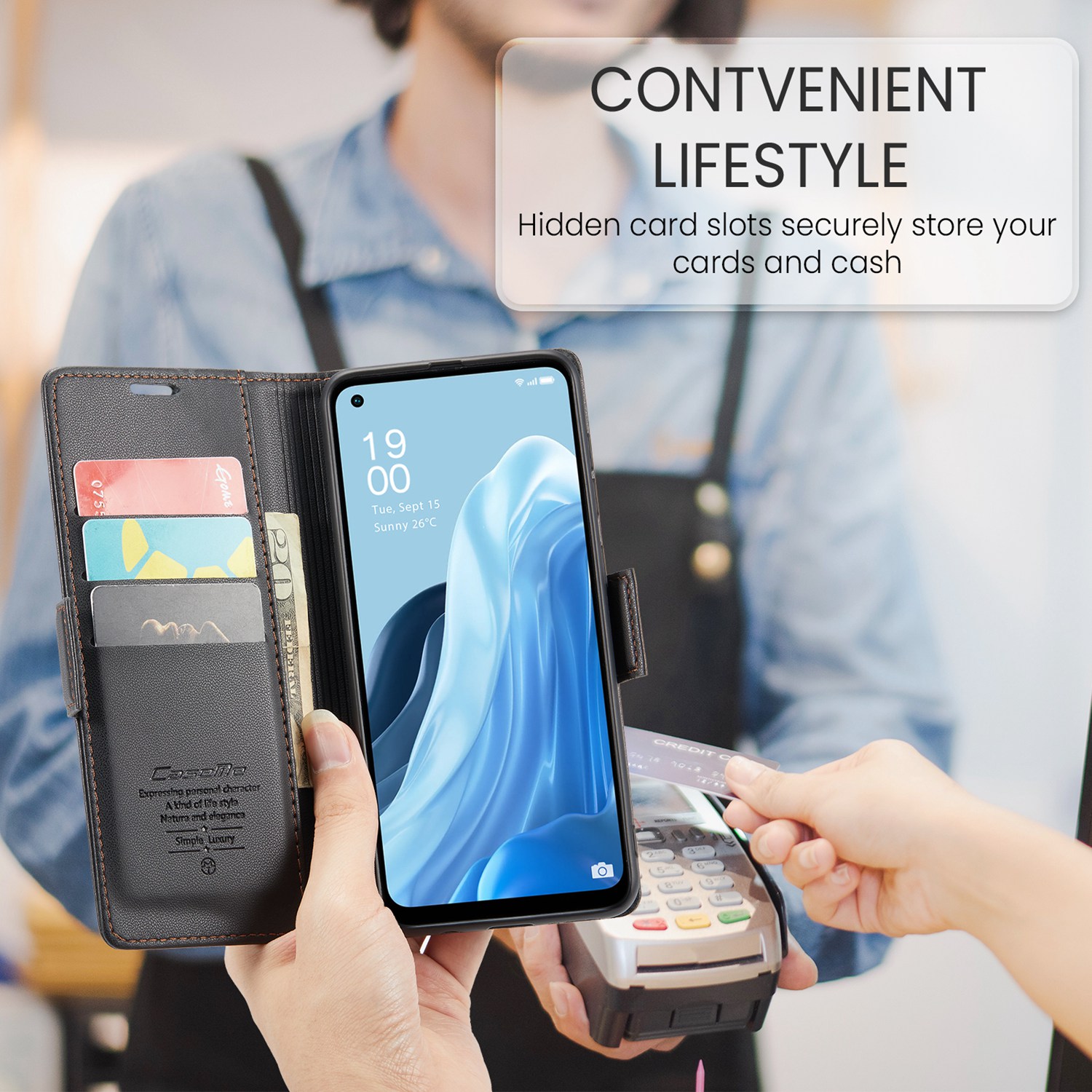 ETFAST Leather Phone Case Wallet With Card Holder Zipper For OPPO Reno 8 4G High Quality Leather Phone Case