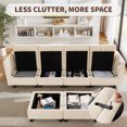 thumbnail image 3 of Large Modular Sectional Sofa with Storage,Convertible Couch, Memory Foam Cushions, Solid Wood Frame, for Living Room & Small Spaces (Beige, 79"-L Shape), 3 of 8