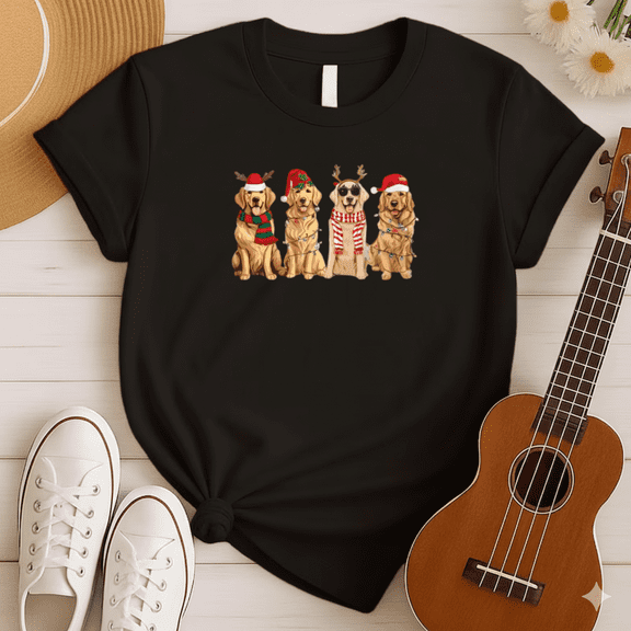 Christmas Golden Retriever Dog Lover Holiday Festive Unisex T-Shirt, up to size 5XL