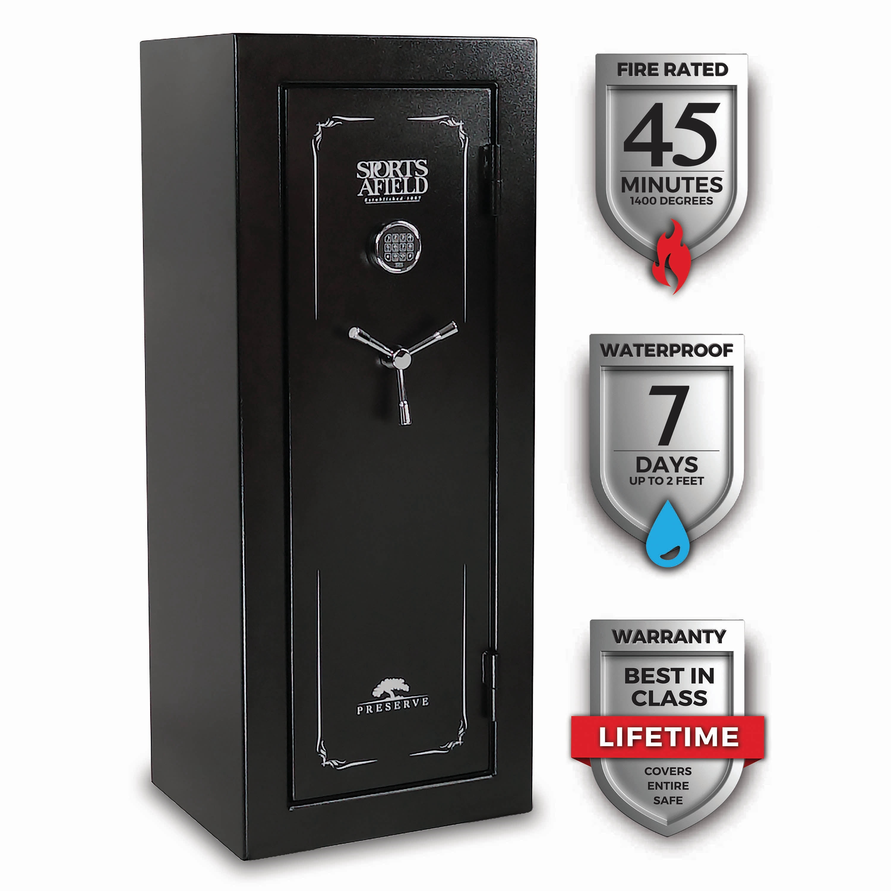 Sports Afield Preserve Series Gun Safe E-Lock Black SA5924P