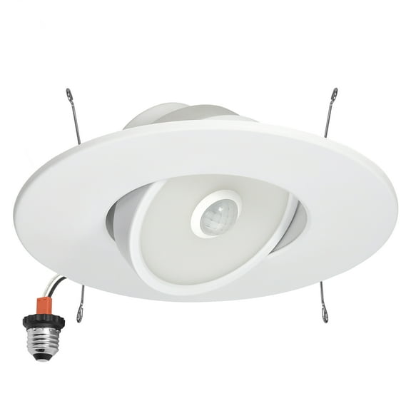 Maxxima 5 in. and 6 in. Adjustable Retrofit Recessed LED Motion Sensor Gimbal Downlight, 1200 Lumens, 5 CCT 2700K-5000K