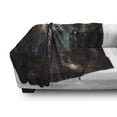 thumbnail image 3 of Fantasy World Soft Flannel Fleece Throw Blanket, Cybernetics Deep in Forest Futuristic Artificial Evil Fighters Theme, Cozy Plush for Indoor and Outdoor Use, 50" x 70", Blue Red, by Ambesonne, 3 of 6
