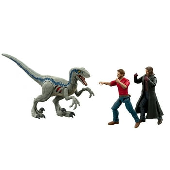 Jurassic World Dominion: Extreme Damage Owen & Velociraptor Dinosaur Toy, Blue Pursuit Pack [Walmart Exclusive]