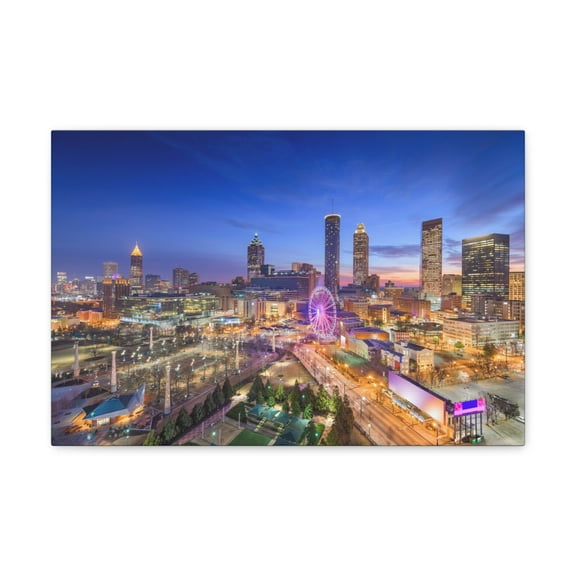 Atlanta Night Skyline Canvas Artwork Breathtaking Stunning Cityscape for Home Decor Ready to Hang